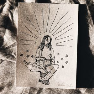 Small minimalistic original drawing- wall art